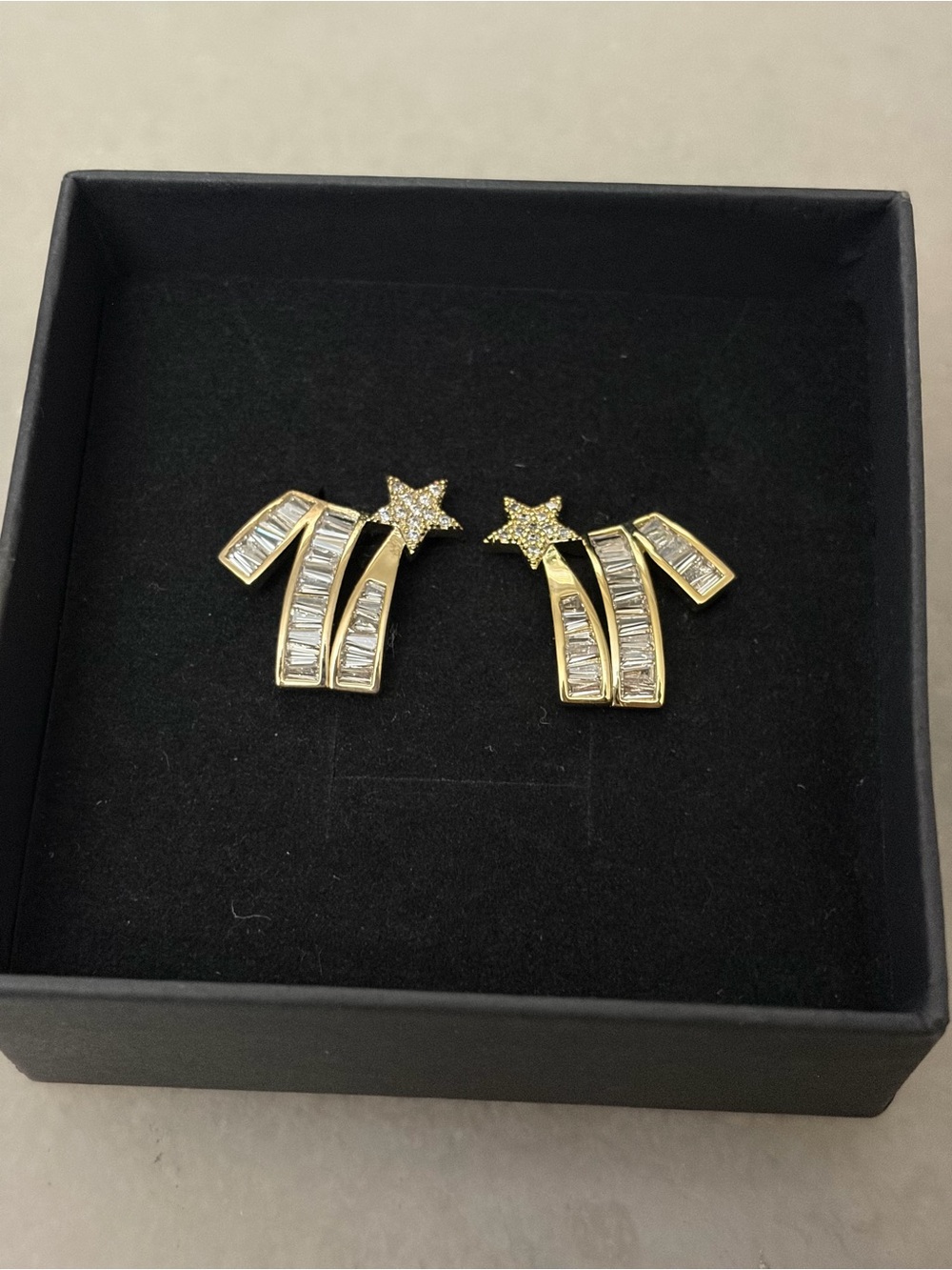 Gold tone Star Cascade Crystal Earrings - Gold